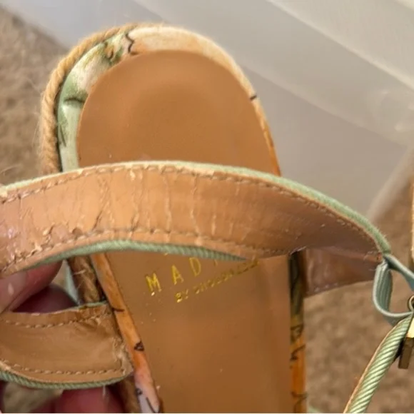 Floral Green and Blue Wedge Sandals with Platform Heel- Madison by Shoedazzle - Picture 7 of 8